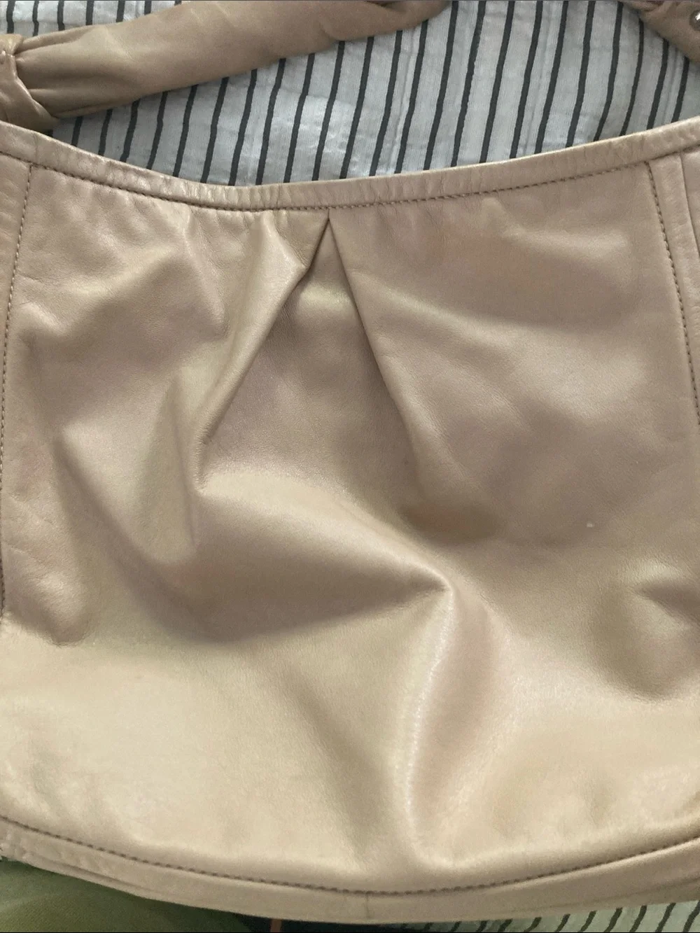 Coach Parker Pleated Tan Leather Shoulder Bag